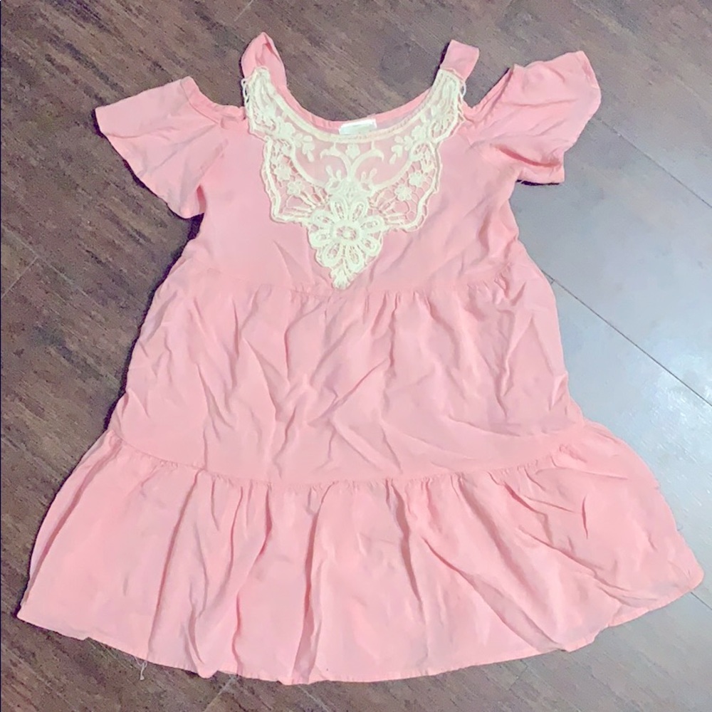 Cold-Shoulder Lace Bib Collar Dress